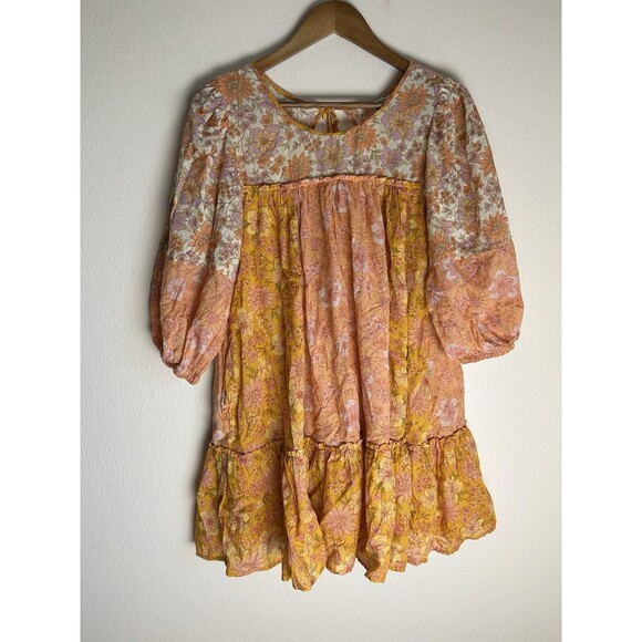 American Eagle S Jenn Tran Dress Floral Swingy Patchwork Mini Peasant Cottage - Picture 4 of 8